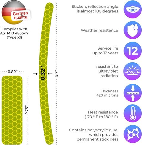 LOOM Reflective Stickers for Bikes Rims | 18pc Brilliant-flurYelGreen | Reflective Tape for Motorcycle Helmet Decals and Bike Reflectors | Hi Vis Bicycle reflectors, Mailbox Stickers in Kuwait