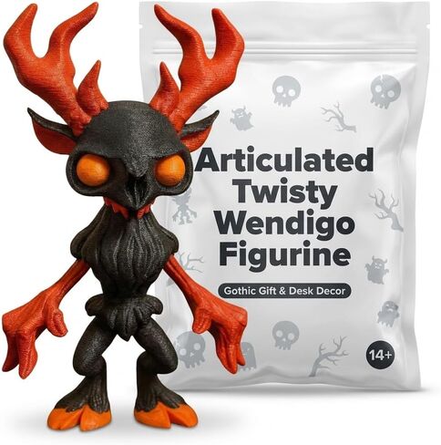 Articulated Wendigo Figurine – Cryptid Desk Fidget for Teens & Adults – Stress Relief & Collectible – Poseable Mythology Horror Collectible – 3D Printed in Canada in Saudi Arabia