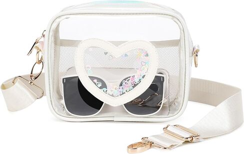 Clear Cross body Bag for Women Girls Stadium Approved Kids Purse Heart Shaped Toddlers Wallet Small Box Coin Pouch in Kuwait
