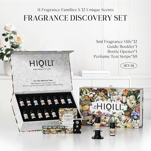 HIQILI Discovery Fragrance Oil Set– 32 Premium Scents for Essential Oils Diffuser, Candle & Soap Making, DIY Perfume, Home Fragrance, Long-Lasting Aromatherapy Gift Set, Tobacco Vanilla (5ML) in Kuwait