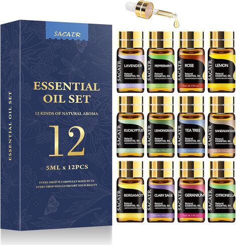 SACATR 50 Pcs Natural Essential Oil Set -Essential Oils Gift Set for Diffuser, Home Care, DIY Candle and Soap Making(50 * 5ML) in Saudi Arabia