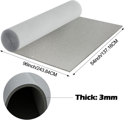 قماش بطانة علوية تلقائية مقاس 96 بوصة طول × 54 بوصة عرض نوع شبكي مع دعامة إسفنجية - تغليف الأنبوب - قماش تنجيد بديل للسقف الداخلي باللون الرمادي للسيارات لشاحنة السيارة وقارب SUV RV وإصلاح المنزل بنفسك in Kuwait