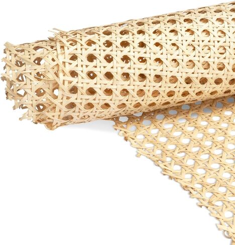 Upgraded Light Yellow 17.7" Width Cane Webbing Roll 3.3ft - Versatile Rattan Material for DIY Projects and Furniture Upgrades, Ideal for Repairing and Updating Chairs & Cabinets, Premium Caning Fabric in Saudi Arabia