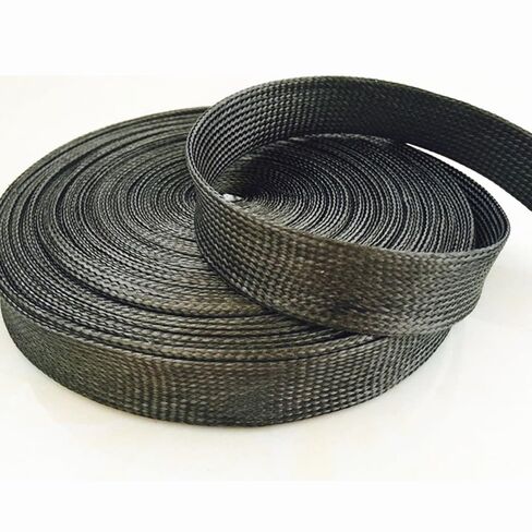 كابل غلاف مضفر من نسيج ألياف الكربون الحقيقي الأسود بطول 1.2 بوصة (30 مم) -3K - طول 39.37 بوصة (1 متر) in Kuwait