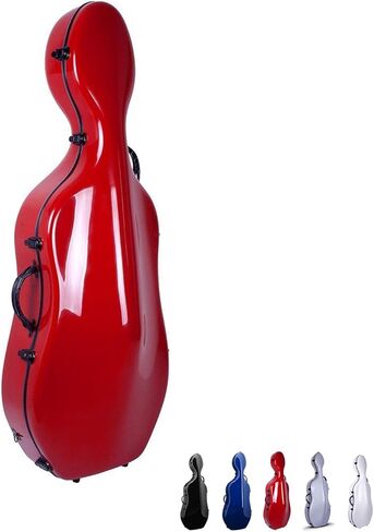 Crossrock Cello Case 4/4 Size, Fiberglass Hard Case with Backpack Straps and Wheels (red) in Saudi Arabia