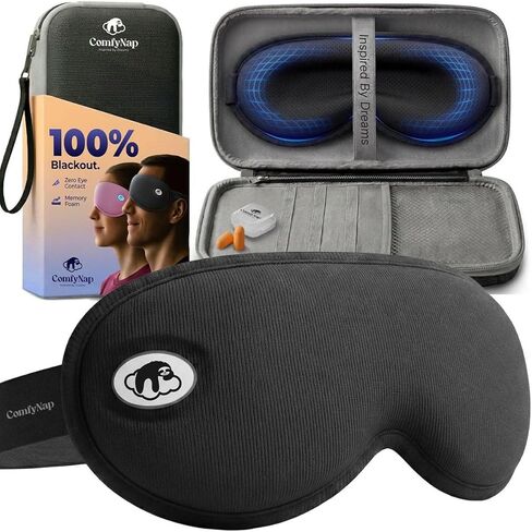 Eye Mask for Sleep with Ultimate Travel Case & Ear Plugs - DeepSpace™ Blackout Sleep Mask for Women Men, Side Sleeper Adjustable Eye Cover, Zero Eye Pressure, Memory Foam Eye Mask for Travel in Saudi Arabia