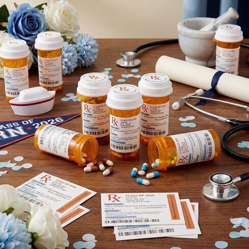 120 Pcs Nurse Graduation Party Favors Medication Pill Bottle Labels Pill Stickers Nursing Graduation Party Supplies Registered BSN RN PharmD Pharmacist for School College Nurses Week Gifts in Kuwait