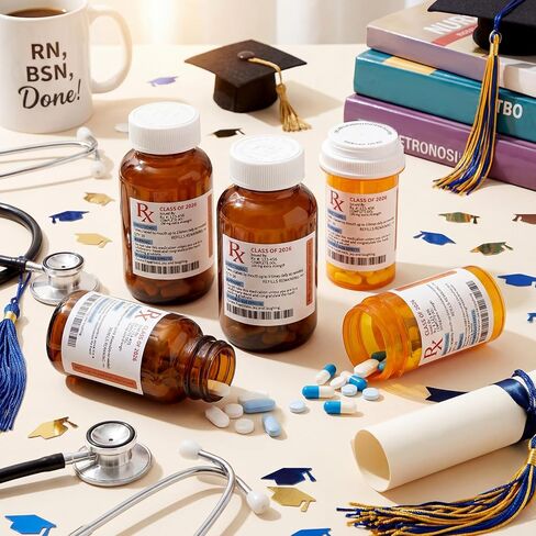 120 Pcs Nurse Graduation Party Favors Medication Pill Bottle Labels Pill Stickers Nursing Graduation Party Supplies Registered BSN RN PharmD Pharmacist for School College Nurses Week Gifts in Kuwait