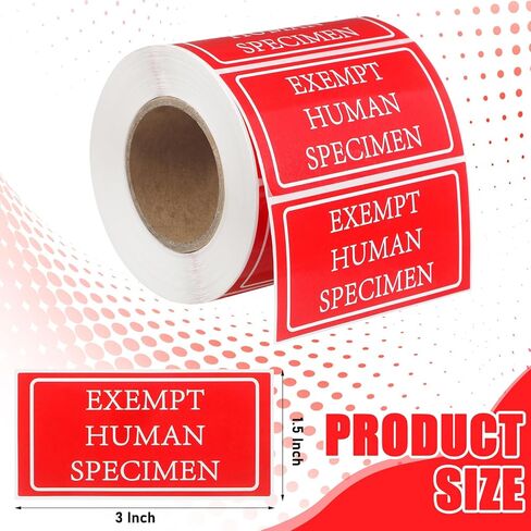 Mifoci 1 Roll 500 Labels Exempt Human Specimen Medical Healthcare Labels 1.5 x 3 Inch Red Rectangle Exempt Specimen Label Sticker for Medical and Industrial Use and More in Kuwait