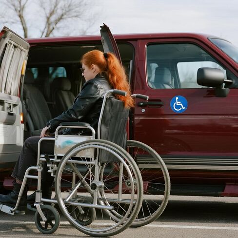 50 pcs Handicap Signs Stickers Decal Symbol, 2 inch Round Convenient Decals, Disabled Wheelchair Sign, Self-Adhesive Sticker for Outdoor Indoor in Kuwait