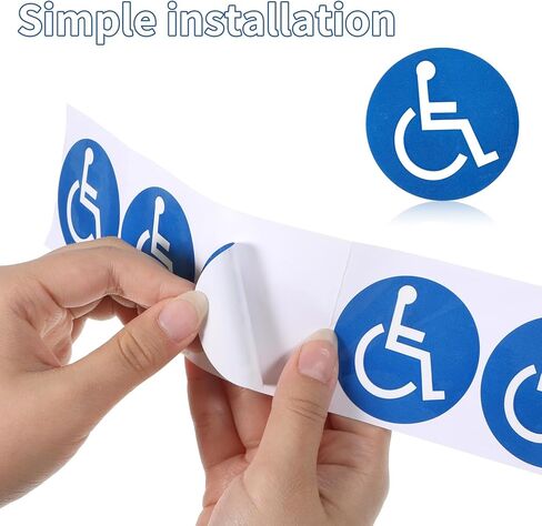 50 pcs Handicap Signs Stickers Decal Symbol, 2 inch Round Convenient Decals, Disabled Wheelchair Sign, Self-Adhesive Sticker for Outdoor Indoor in Kuwait