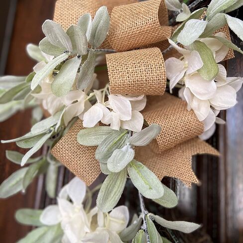 ديكور هوت العنب إكليل إكليل الكليمة مع التوت الأبيض ، قوس الأذن والخيش - إكليل الصيف محايد لديكور الباب الأمامي in Kuwait