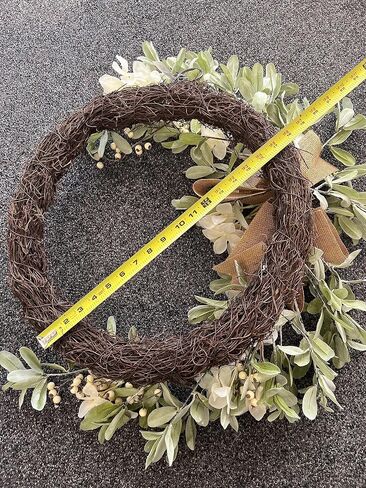 ديكور هوت العنب إكليل إكليل الكليمة مع التوت الأبيض ، قوس الأذن والخيش - إكليل الصيف محايد لديكور الباب الأمامي in Kuwait