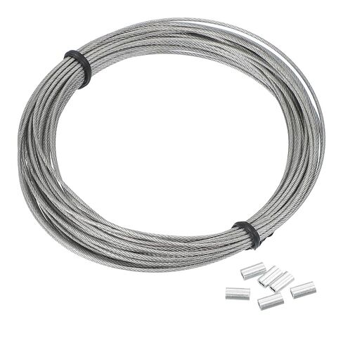 PATIKIL 1/32" Wire Rope, 33 ft 304 Stainless Steel Wire Cable Black Vinyl Coated with 20pcs M1 Crimping Sleeves, Clear in Saudi Arabia
