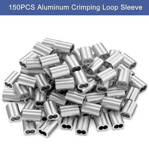 328FT 304 كابل سلك حبل من الفولاذ المقاوم للصدأ، مطلي بالفينيل الأسود، 150 قطعة 1/16 بوصة أكمام دائرية من الألومنيوم لكابل الإضاءة وخطوط الغسيل والتعريشة in Kuwait