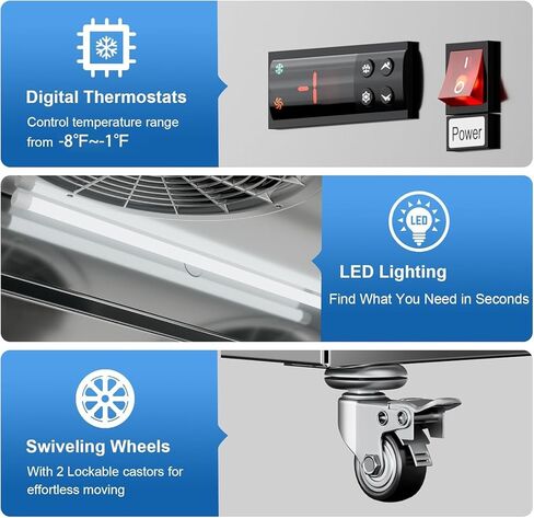 فريزر تجاري ببابين مجمدات عمودية، 49 قدم مكعب لمرآب مطبخ المطعم، 54 بوصة عرض من الفولاذ المقاوم للصدأ مع 8 أرفف قابلة للتعديل، التحكم في درجة الحرارة -8 درجة فهرنهايت ~ -1 درجة فهرنهايت، معتمد من ETL وDOE in Kuwait