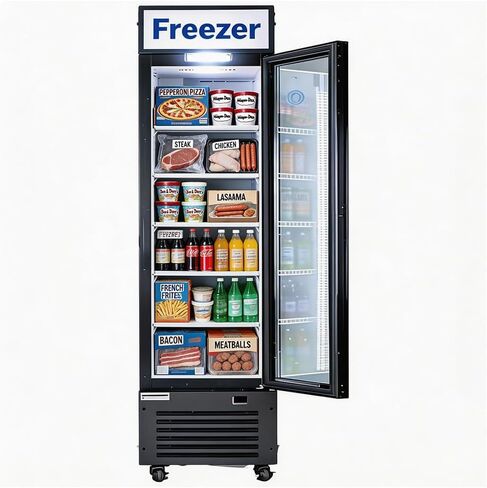 فريزر المشروبات التجارية، تجميد عرض الآيس كريم بباب زجاجي واحد وتجميد تاجر الحلوى المجمدة، فريزر عرض دينك قائم لمطعم البار، موافقة ETL، عرض 16.2 بوصة، 7 قدم مكعب in Kuwait