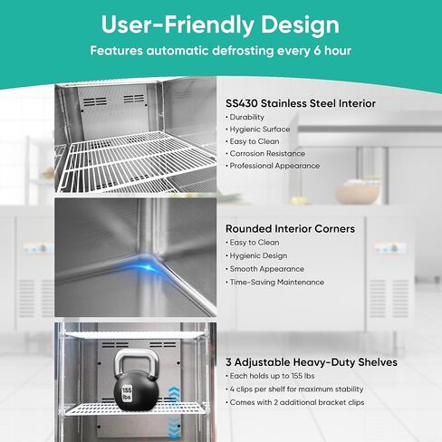COOLCHEF 27" Commercial Freezer, 23Cu.Ft Single-Door Stainless Steel Reach-In Freezer, -8~0℉, Air Cooling, 3 Shelves, R290, ETL in Saudi Arabia