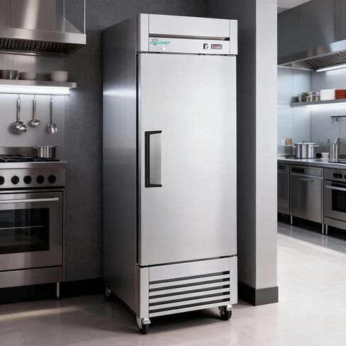COOLCHEF 27" Commercial Freezer, 23Cu.Ft Single-Door Stainless Steel Reach-In Freezer, -8~0℉, Air Cooling, 3 Shelves, R290, ETL in Saudi Arabia