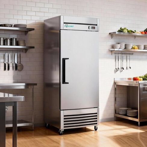 COOLCHEF 27" Commercial Freezer, 23Cu.Ft Single-Door Stainless Steel Reach-In Freezer, -8~0℉, Air Cooling, 3 Shelves, R290, ETL in Saudi Arabia