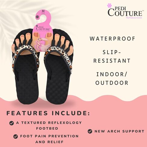 EVA Footbed Orthotic Pedicure Flip Flops for Women - Comfortable Arch Support Sandals Women's for Home, Salon, Yoga & Gym - Flip Flops with Built in Toe Separators for Nail Drying (Mesh Black-L) in Kuwait