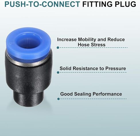 uxcell 5 قطع 1/4 بوصة (6 مم) أنبوب OD وصلات توصيل بالضغط، سدادات تقطيع هوائية على شكل غطاء، موصلات دفع هواء مانعة للتسرب لأنظمة الهواء المضغوط in Saudi Arabia