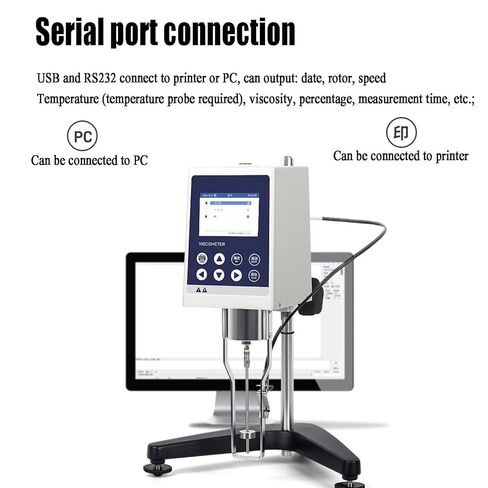 Viscosity Tester, 10-60000mPa.s Lab Fluidimeter Tester Meter, W/4 Rotors and Temperature Probe, Data Output, RS232 Connection Cable in Saudi Arabia