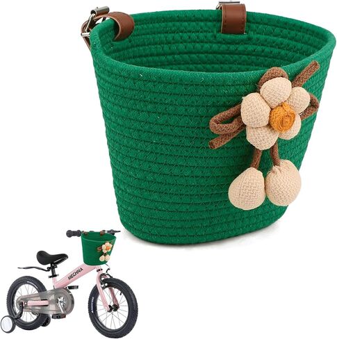 WEEROCK Kid Bike Basket, Front Bicycle Baskets for Boys Girls, Cotton Rope Woven Handle Bar Basket for 8" 12" 14" 16" 18" 20" Child Bicycles, Kids' Scooter, Balance Bike in Saudi Arabia