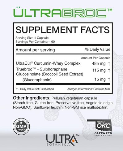 مكمل UltraCur لإزالة السموم | مستخلص بذور البروكلي والكركمين البروتيسورب، سلفورافان جلوكورافانين، دعم الكبد، مكمل مضاد للأكسدة، سريع الامتصاص | 60 كبسولة نباتية in Kuwait