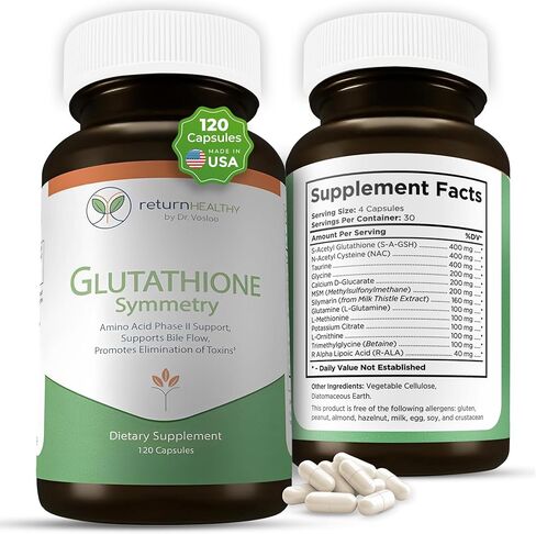 Glutathione Symmetry | S-Acetyl Glutathione Supplement | Antioxidants & Detoxification Supplement | Natural Cellular Support | All-Natural, Vegan, Non-GMO, 120 caps in Saudi Arabia