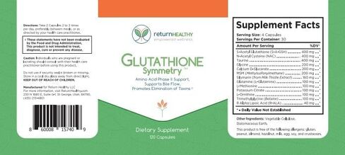 Glutathione Symmetry | S-Acetyl Glutathione Supplement | Antioxidants & Detoxification Supplement | Natural Cellular Support | All-Natural, Vegan, Non-GMO, 120 caps in Saudi Arabia