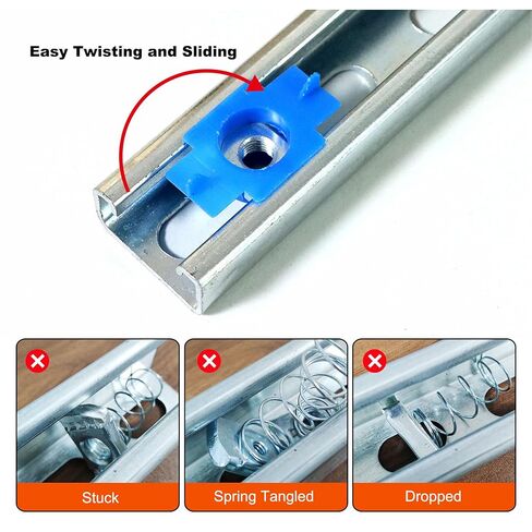 Xadnitu 100 Pieces 1/4"-20 Strut Channel Cone Nuts with Nylon Blue Tab, Thickened Unistrut Squeeze Nuts for Strut Channel Support, Solar Panel Mounting System in Kuwait