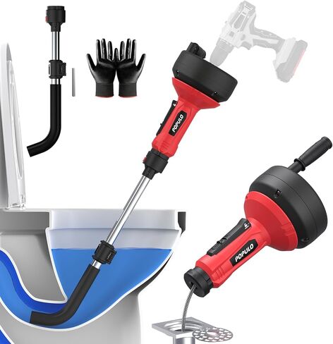 POPULO 17FT Auto Feed Drain Snake, Upgraded Toliet Auger for 3/4"-2" Pipe, Plumbing Hair Drain Clog Remover with Extension Tube for Toliet, Shower, Bathtub, Kitchen, Sink, 2025 PMDA-G2 in Kuwait