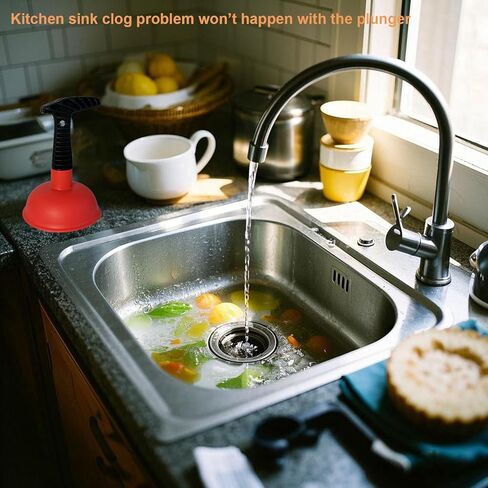 Mini Sink & Drain Plunger with Short Handle - Heavy-Duty Rubber Cup & Ergonomic Grip for Powerful Suction, Unclog Slow Drains in Sinks, Tubs, Showers, Bathrooms, Kitchens, Compact, Space-Saving Design in Kuwait