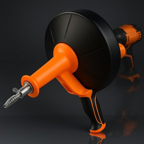 50 FT Drain Snake Hair Drain Clog Remover, Manual Or Powered, Plumbing Snake With Drill Adapte,Unclog Sink Drain Tool, Drain Auger for Toilet、Shower、Kitchen、Sink, No Auto Retract Or Feed, Red in Kuwait