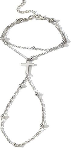 Ring Bracelet Hand Chain for Women Cross Hand Bracelet With Finger Ring Silver Gold Jewelry Gift in Kuwait