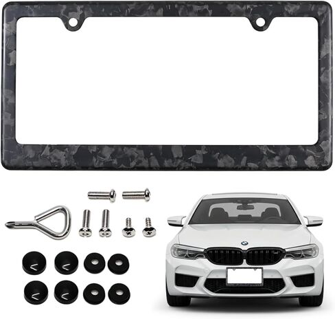 Car 100% Real 3k Twill Weave Blue Carbon Fiber License Plate Frame Cover, Glossy UV Protection, Front/Rear Fit for USA/Canada/Mexico Standard Size 6.25"" x 12.25"" Auto tag Holder (Blue) in Kuwait