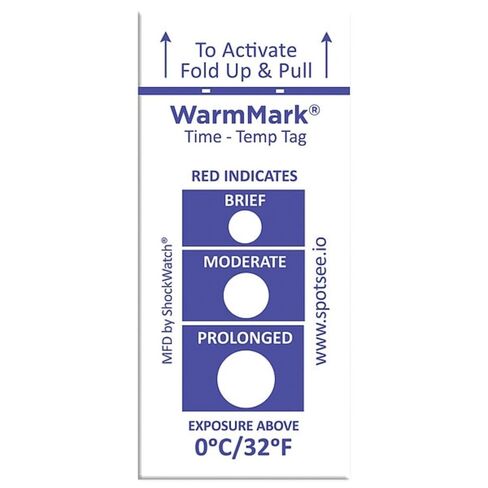SpotSee WarmMark Shipment Temperature Indicator Label - Cargo Shipping & Transit Monitor, 32°F/0°C Threshold (Box of 100) in Saudi Arabia