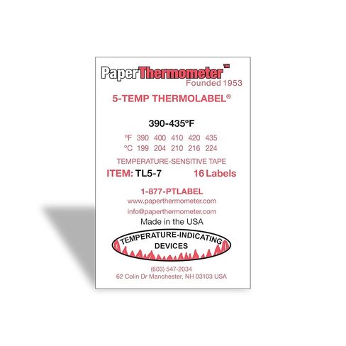 5-Temp Thermolabel 390-435 درجة فهرنهايت حزمة ملصقات لدرجة الحرارة مكونة من 16 ملصقًا in Kuwait