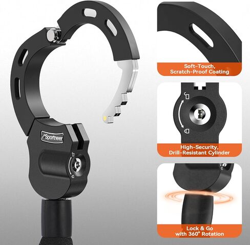 Sportneer Scooter Lock: 7mm Square Chain Anti-Theft Cut Resistant Bike Lock with 3 Keys, 2.46ft/75cm Heavy Duty 3 Position Adjustment Bike Chain Lock for E-Bike/Electric Scooters, Door, Gate in Saudi Arabia