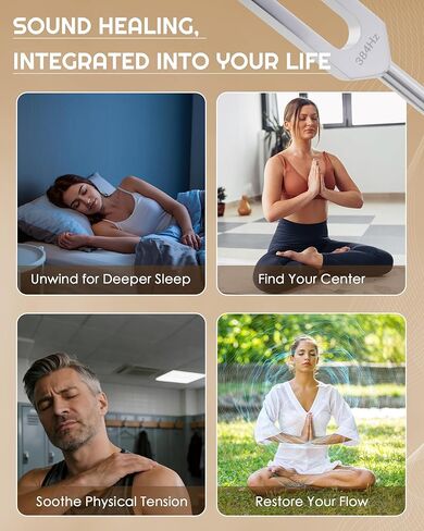 Tuning Forks for Healing Set-128Hz, 136.1Hz, 256Hz, 384Hz Weighted & Unweighted with Activator & Pouch-Complete Sound Therapy Kit for Chakra Balancing, Yoga, Meditation, Stress Relief & Energy Healing in Kuwait