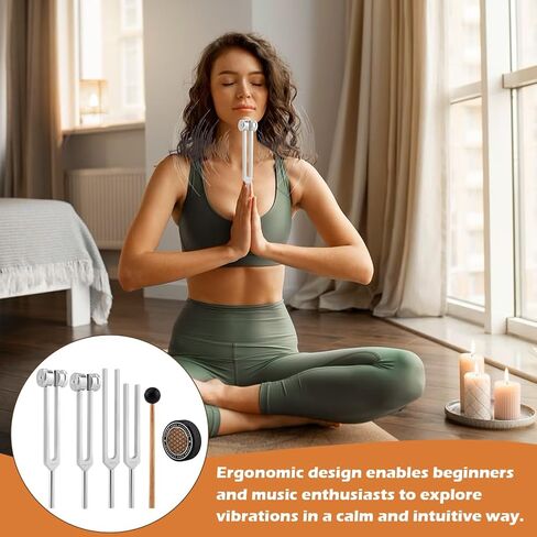 Tuning Forks for Healing Set,‌ Complete Healing Sound Set - 4-Tuning Forks (128Hz, 136.1Hz, 256Hz, 384Hz) + Accessories for Meditation, Yoga & Stress Relief‌ in Kuwait
