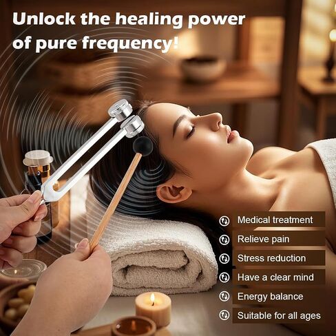 Tuning Forks for Healing Set,‌ Complete Healing Sound Set - 4-Tuning Forks (128Hz, 136.1Hz, 256Hz, 384Hz) + Accessories for Meditation, Yoga & Stress Relief‌ in Kuwait