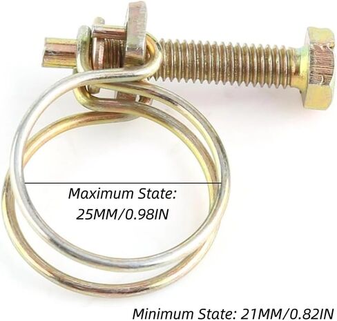 10pcs Double Wire Hose Clips Adjustable Double Wire Water Hose Barb Clamp Pipe Clip Hoop Plumbing Fastener (25mm（21-25）) in Saudi Arabia