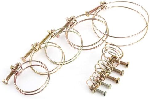 10pcs Double Wire Hose Clips Adjustable Double Wire Water Hose Barb Clamp Pipe Clip Hoop Plumbing Fastener (25mm（21-25）) in Saudi Arabia