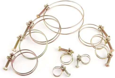 10pcs Double Wire Hose Clips Adjustable Double Wire Water Hose Barb Clamp Pipe Clip Hoop Plumbing Fastener (25mm（21-25）) in Saudi Arabia