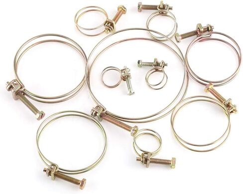 10pcs Double Wire Hose Clips Adjustable Double Wire Water Hose Barb Clamp Pipe Clip Hoop Plumbing Fastener (25mm（21-25）) in Saudi Arabia