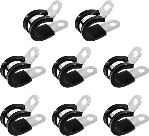 8 Pcs Cushioned Insulated Metal Clamps 63 mm丨2-1/2 Stainless Steel R-type Cable Clamps for Pipe, Line, air hose holder, Hoses Bracket, Tube Holder 6mm Rubber Tube Clip in Saudi Arabia