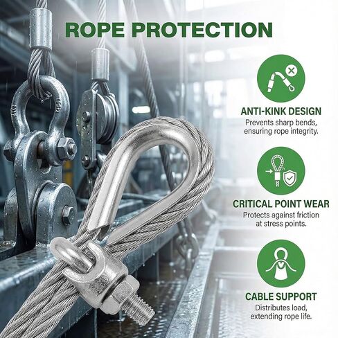 5PCS M10 Stainless Steel Thimbles for 3/8" Dia Wire Rope, Wire Rope Cable Thimbles Rigging in Kuwait