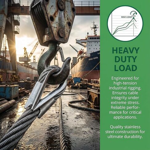 5PCS M10 Stainless Steel Thimbles for 3/8" Dia Wire Rope, Wire Rope Cable Thimbles Rigging in Kuwait